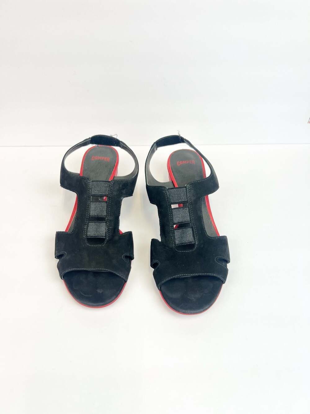 Camper Black Suede Low Heel Slingback Sandals Size US 8.5 Euro 39